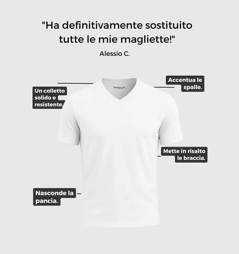 La T-shirt Scollo V - Bianco - Image 5